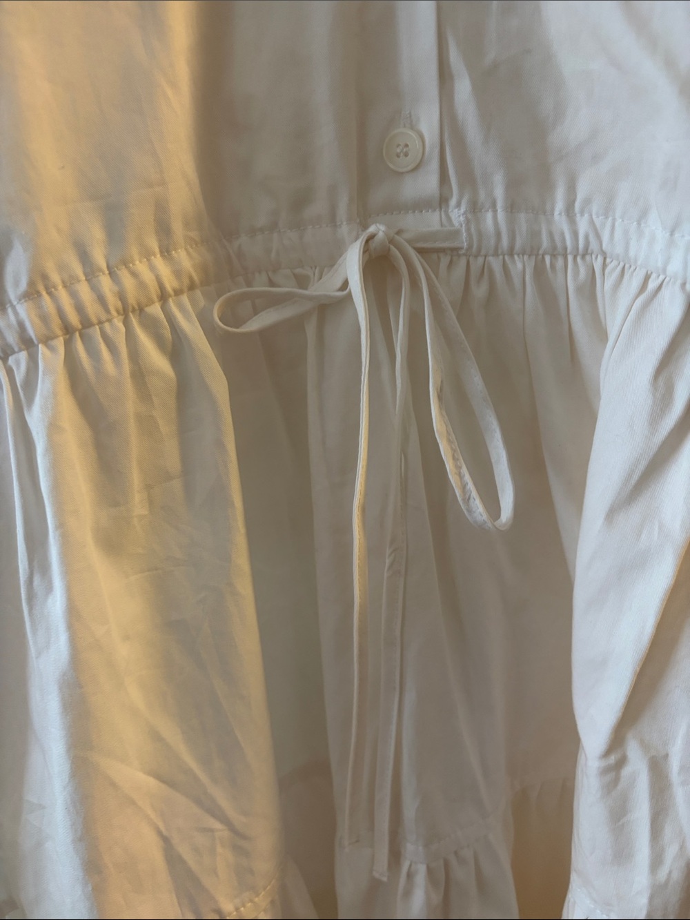 Zara White Button-Front Shirt Dress with Drawstring Waist - Picture 4 of 5